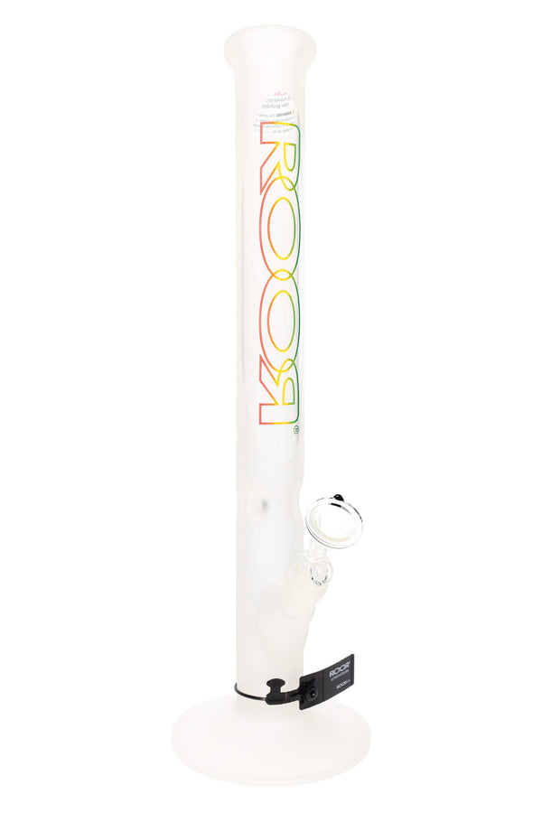 RooR Frosted Straight Tube Bong with ice pinch, 18-inch height, 50mm diameter, 5mm glass water pipe.