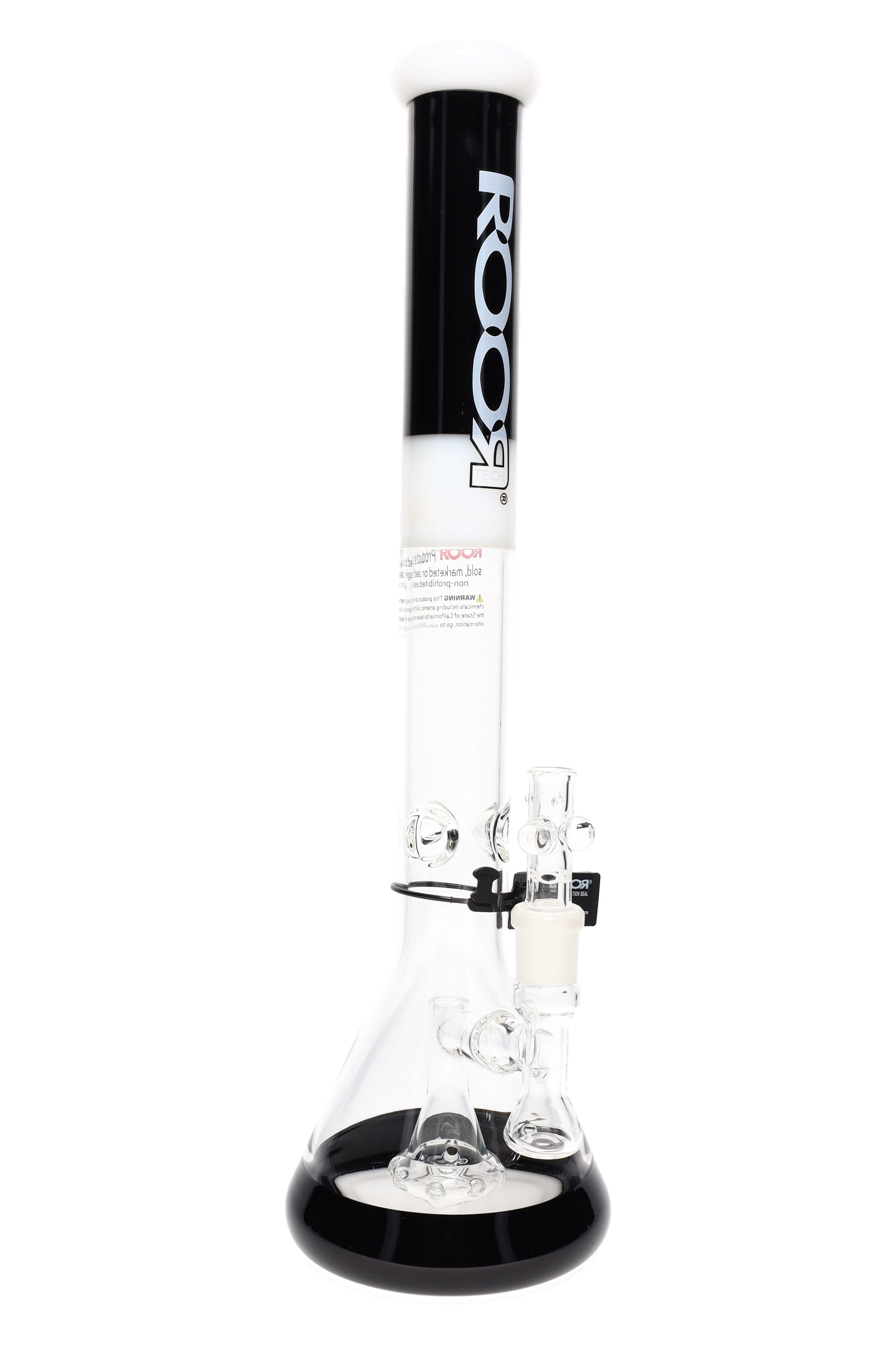 RooR Tech 18-inch multicolor beaker bong with showerhead percolator, thick glass water pipe for smooth hits.