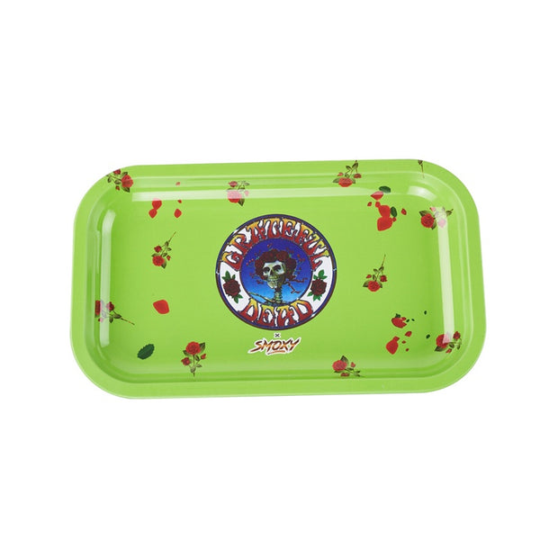 Smoke Drop Grateful Dead rolling tray with colorful, detailed artwork featuring the iconic skull and vibrant design.