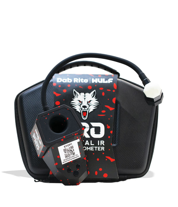 Wulf Mods Dab Rite Pro digital IR thermometer in black and red splatter design, used for precise temperature measurement.