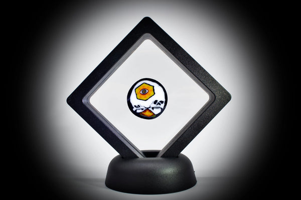 East Atlanta S&V AKM Glass Pipe Maker Third Eye Skull Millie #2 with intricate skull design and colorful glass accents.