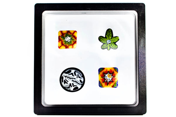 East Atlanta S&V AKM Glass Pipe Maker Variety Millie 4-pack, colorful glass pipes with intricate patterns and smooth finishes.