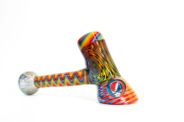 East Atlanta S&V Paddy Melts Glass featuring Grateful Dead Millie Hammer design, 2022 collectible art glass.