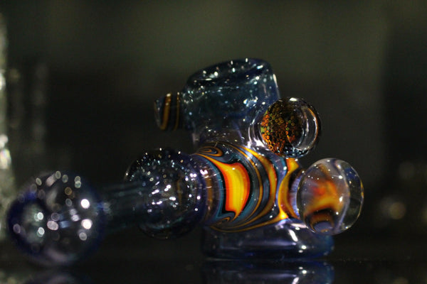 East Atlanta S&V Oats Glass Dry Hammer pipe, clear glass with textured design, suitable for dry herb smoking.