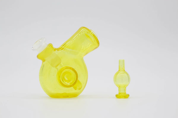 East Atlanta S&V Brett Andrews Glass Turbo Travel Rig with terps, compact glass rig for concentrates and dabs.