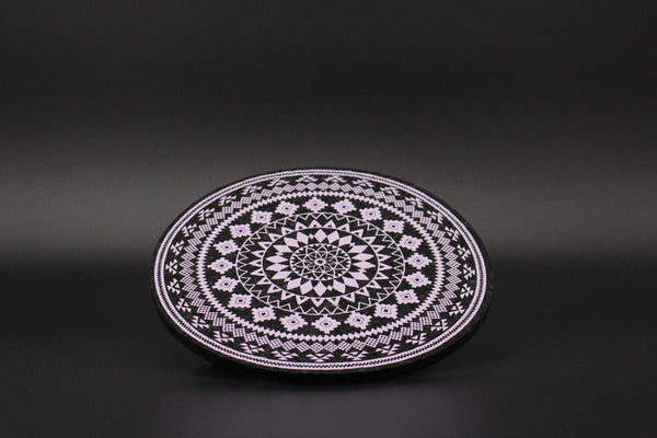 Moodmats Lilac Azteca smoke accessories featuring purple and blue patterns on a textured surface.