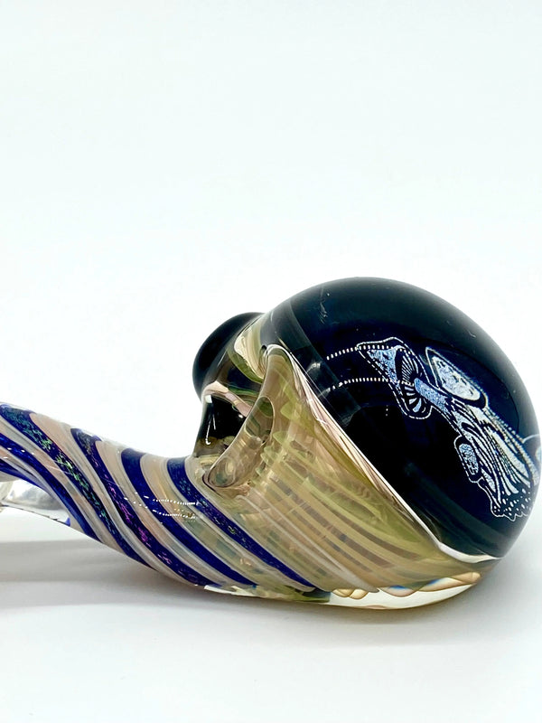 Talent Glass Works Inc Dichro Image Sherlock glass pipe with vibrant, colorful dichroic design and clear glass accents.