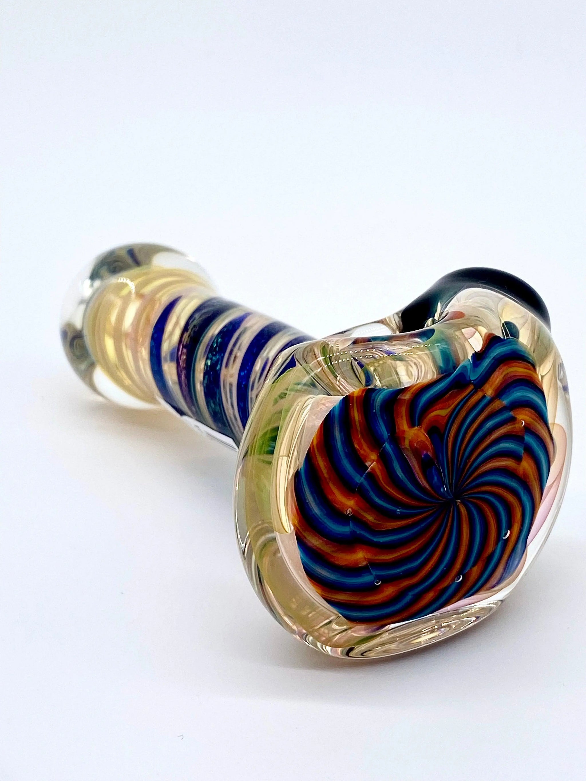 Color coil glass pipe by Talent Glass Works Inc featuring a vibrant, twisted glass design perfect for smoking accessories.