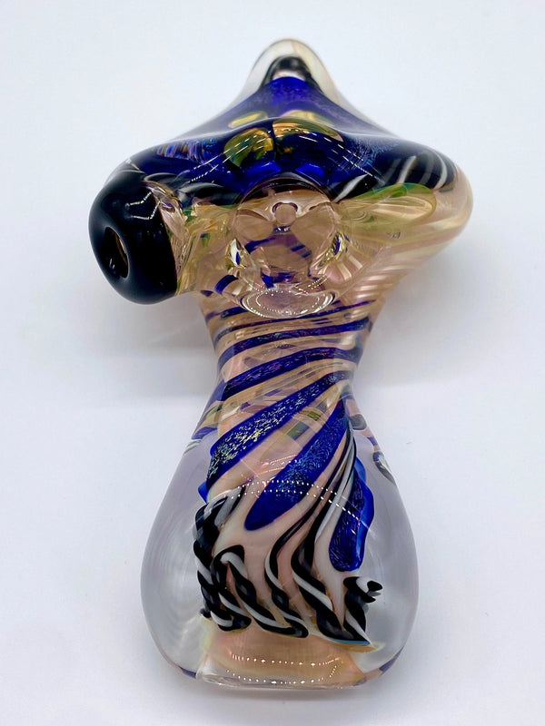 Colorful Talent Glass Works Inc Dichro Flower Sherlock glass pipe with intricate floral design and vibrant dichroic accents.