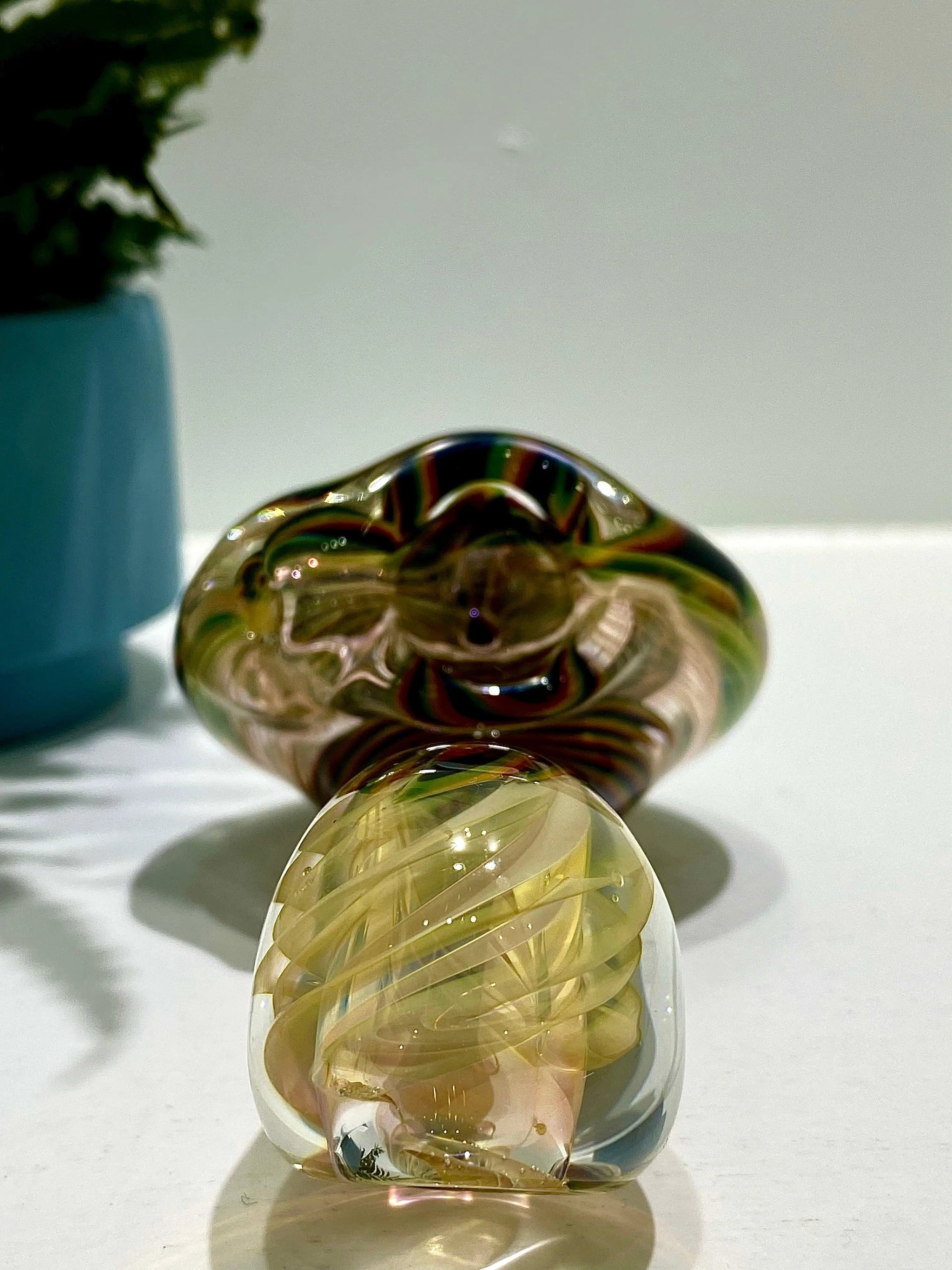 Color coil Sherlock glass pipe by Talent Glass Works Inc featuring vibrant glass coils and a classic pipe shape.